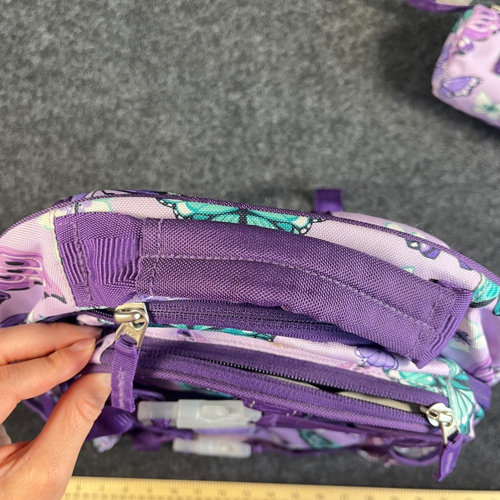Pottery Barn Kids Mackenzie Purple Butterfly Backpack & Pencil Case Monogram A - Picture 8 of 12